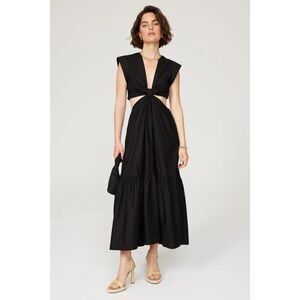 A.L.C. Alexandria Dress Black Midi Size 8 100% Cotton $450.00 Cut Out